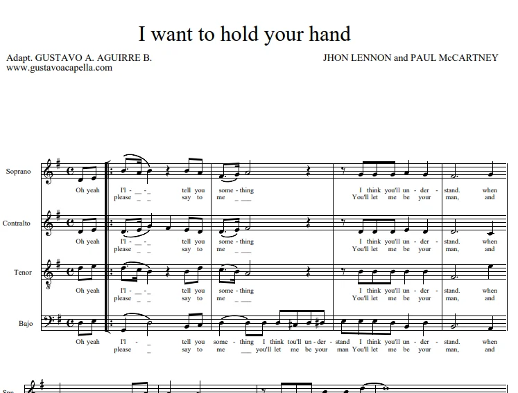 Portada del arreglo I Want to Hold Your Hand